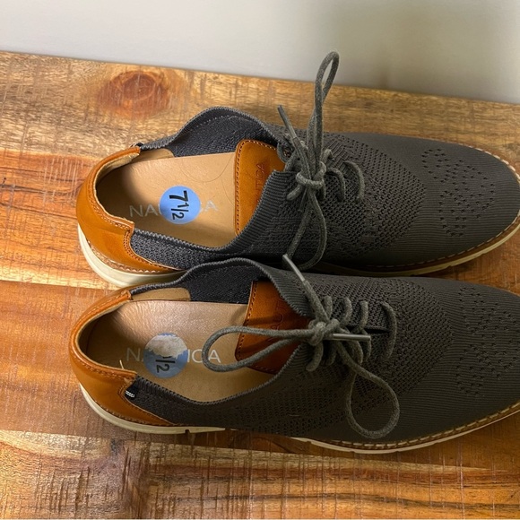 Nautica Charcoal Knit Oxfords with Leather Accents, Men’s 7.5 - Picture 3 of 7